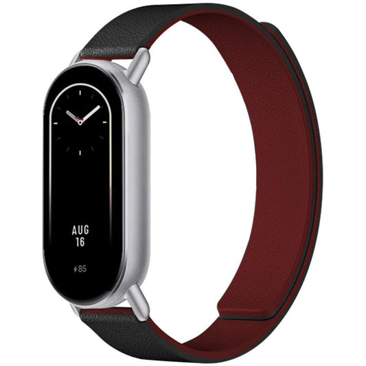For Xiaomi Smart Bnad 10 / 9 / 8 xDfind Litchi Texture Magnetic Silicone Watch Band(Black Red) - Mega Discount Store LebanonLebanon
