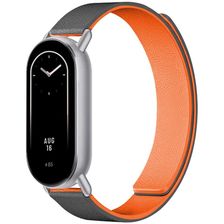For Xiaomi Smart Bnad 10 / 9 / 8 xDfind Litchi Texture Magnetic Silicone Watch Band(Grey Orange) - Mega Discount Store LebanonLebanon