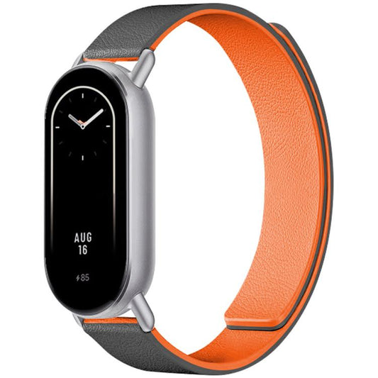 For Xiaomi Smart Bnad 10 / 9 / 8 xDfind Litchi Texture Magnetic Silicone Watch Band(Grey Orange) - Mega Discount Store LebanonLebanon