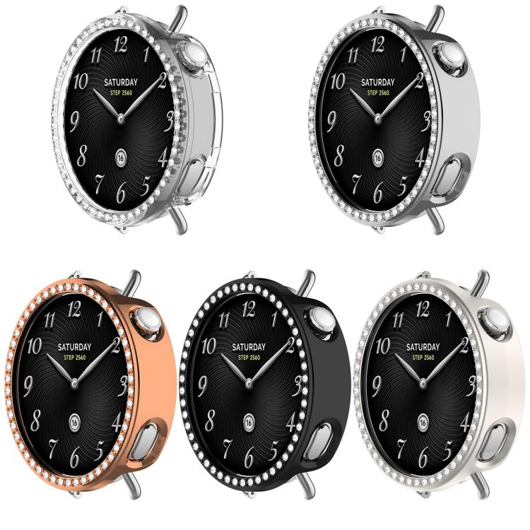 For Xiaomi Watch S4 41mm Single Row Diamond Half Coverage Hollow TPU Watch Cover(Silver) - Mega Discount Store LebanonLebanon