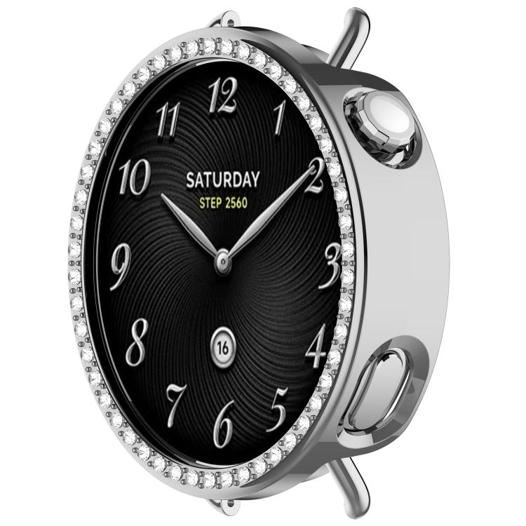 For Xiaomi Watch S4 41mm Single Row Diamond Half Coverage Hollow TPU Watch Cover(Silver) - Mega Discount Store LebanonLebanon
