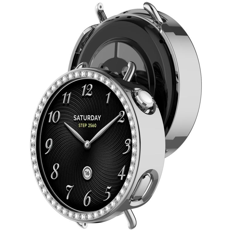 For Xiaomi Watch S4 41mm Single Row Diamond Half Coverage Hollow TPU Watch Cover(Silver) - Mega Discount Store LebanonLebanon