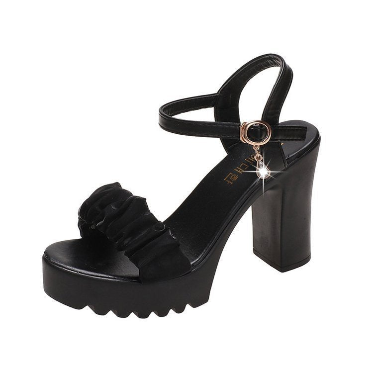 HALINFER Summer High Heel Sandals Thick Bottom Waterproof Platform Women Shoes, Size: 40(Black) - Mega Discount Store LebanonLebanon