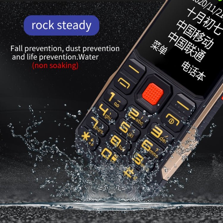 K1 Triple Proofing Elder Phone, Waterproof Shockproof Dustproof, 4800mAh Battery, 2.4 inch, 21 Keys, Bluetooth, LED Flashlight, FM, SOS, Dual SIM, Network: 2G (Black) - Mega Discount Store LebanonLebanon