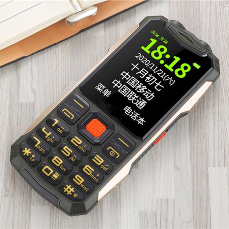 K1 Triple Proofing Elder Phone, Waterproof Shockproof Dustproof, 4800mAh Battery, 2.4 inch, 21 Keys, Bluetooth, LED Flashlight, FM, SOS, Dual SIM, Network: 2G (Green) - Mega Discount Store LebanonLebanon