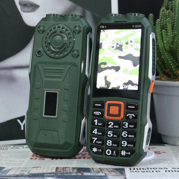 K6000 Keypad Phone, 2.8 inch, LED Flashlight, Big Keyboard, SOS, Network: 2G, Dual SIM, Plug:EU Plug(Green) - Mega Discount Store LebanonLebanon