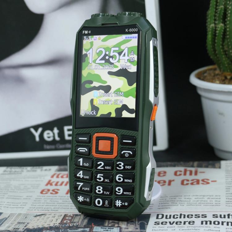 K6000 Keypad Phone, 2.8 inch, LED Flashlight, Big Keyboard, SOS, Network: 2G, Dual SIM, Plug:EU Plug(Green) - Mega Discount Store LebanonLebanon