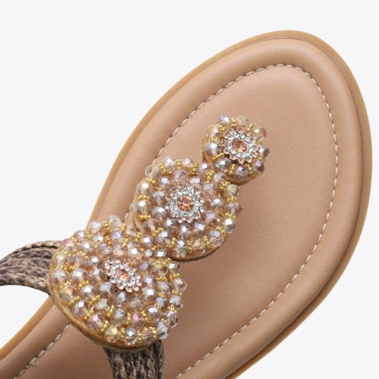 Ladies Summer Bohemian Roman Sandals Seaside Flat Beach Shoes, Size: 38(Apricot) - Mega Discount Store LebanonLebanon