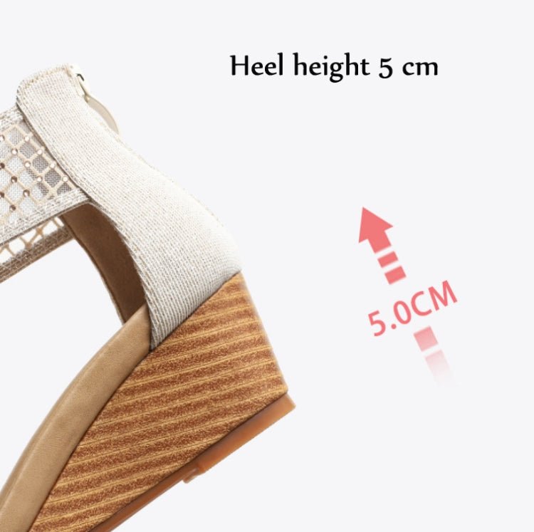 Ladies Summer Sandals All - Match Casual Mesh Thick Sole Wedge Heel Shoes, Size: 38(Black) - Mega Discount Store LebanonLebanon