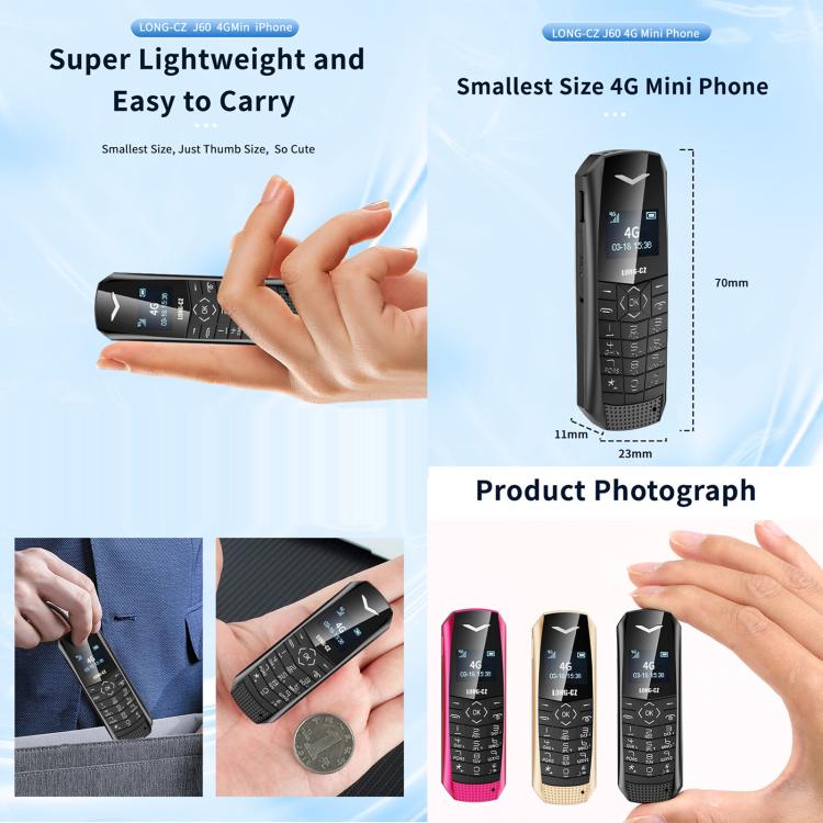 LONG - CZ J60 4G Mini Phone, 1.77 inch Unisoc T107, 21 Keys, Network: 4G, Single SIM (Black) - Mega Discount Store LebanonLebanon