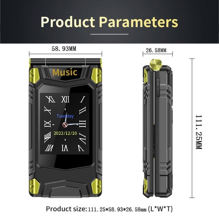 M7+ 4G Dual Screen Flip Elder Rugged Phone, 2.8 inch Inner, 2.4 inch Outer, 6800mAh Battery, 24 Keys, Flashlight, Network: 4G, Dual SIM, SOS, Plug:US Plug(Black) - Mega Discount Store LebanonLebanon