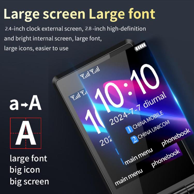 M7+ 4G Dual Screen Flip Elder Rugged Phone, 2.8 inch Inner, 2.4 inch Outer, 6800mAh Battery, 24 Keys, Flashlight, Network: 4G, Dual SIM, SOS, Plug:US Plug(Green) - Mega Discount Store LebanonLebanon