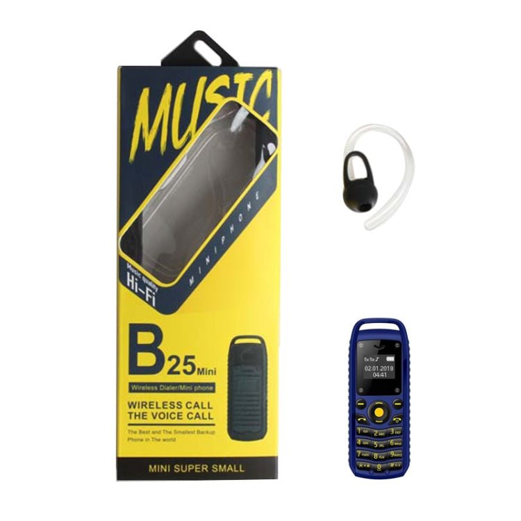 Mini B25 Headphone Mobile Phone, Hands Free Bluetooth Dialer Headphone, MP3 Music, Dual SIM, Network: 2G(Blue) - Mega Discount Store LebanonLebanon