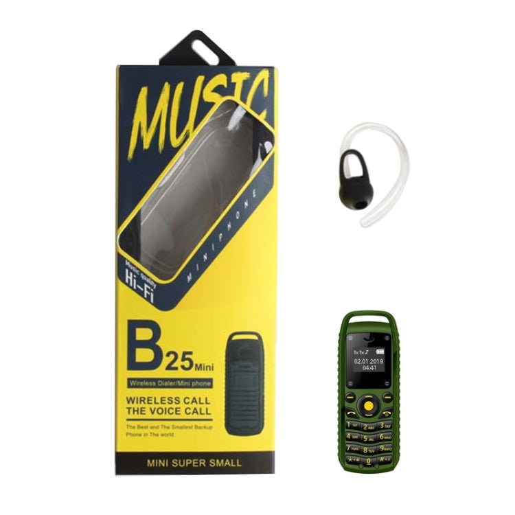 Mini B25 Headphone Mobile Phone, Hands Free Bluetooth Dialer Headphone, MP3 Music, Dual SIM, Network: 2G(Green) - Mega Discount Store LebanonLebanon