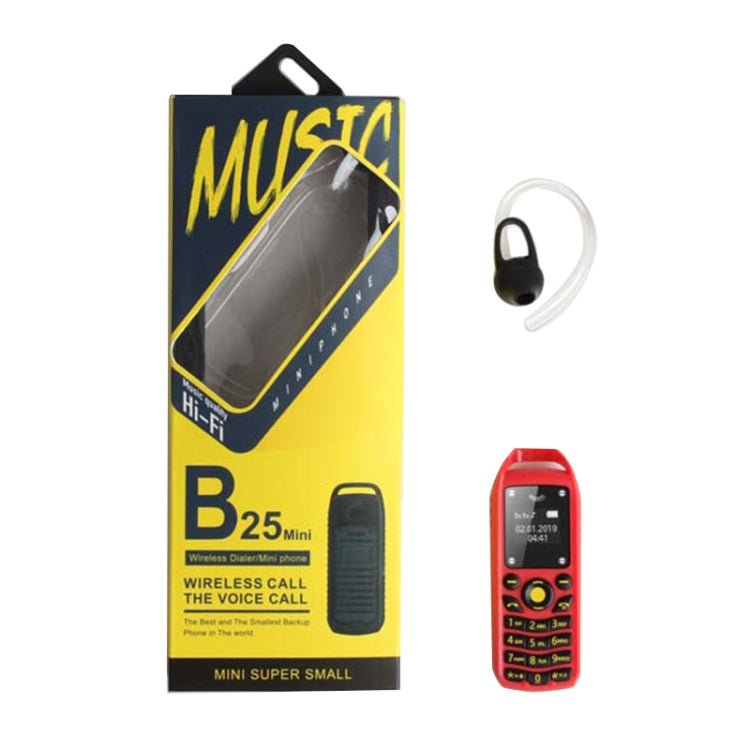 Mini B25 Headphone Mobile Phone, Hands Free Bluetooth Dialer Headphone, MP3 Music, Dual SIM, Network: 2G(Red) - Mega Discount Store LebanonLebanon