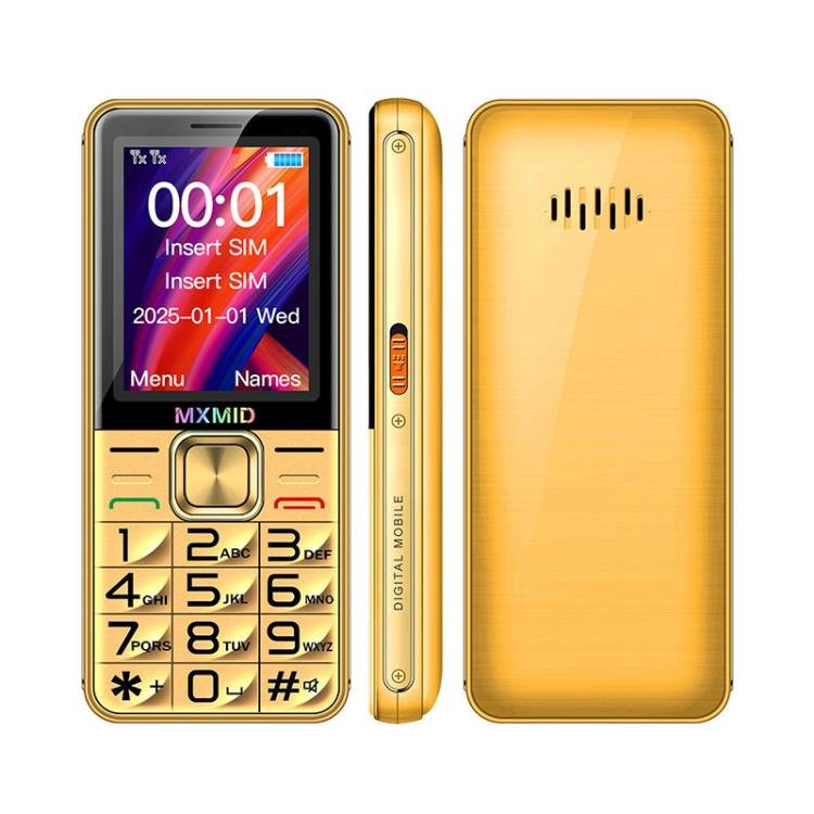 MXMID G880 Pro Big Keys Elder Phone, 2.4 inch, MT6261D, 1600mAh Battery, LED Flashlight, Network: 2G(Gold) - Mega Discount Store LebanonLebanon