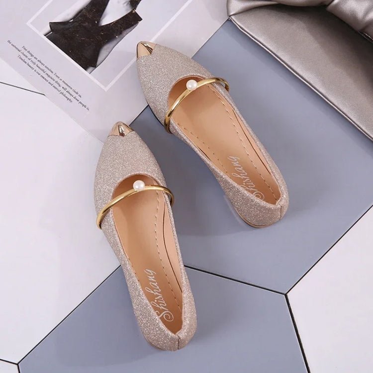 Pearl Women Shoes Shallow Mouth Pointed Toe Flats Heel Shoes, Size: 40(Black) - Mega Discount Store LebanonLebanon