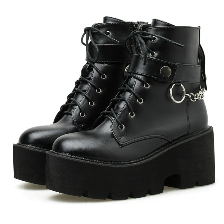 Platform - Soled Martin Boots Side Zipper Handsome Ankle Boots, Shoe Size:36(Black) - Mega Discount Store LebanonLebanon