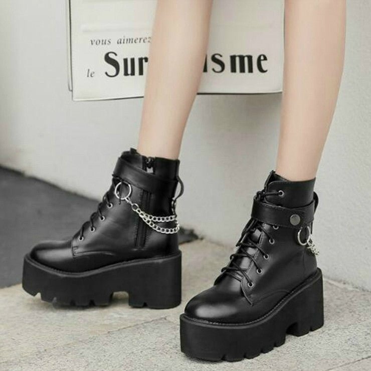 Platform - Soled Martin Boots Side Zipper Handsome Ankle Boots, Shoe Size:36(Black) - Mega Discount Store LebanonLebanon