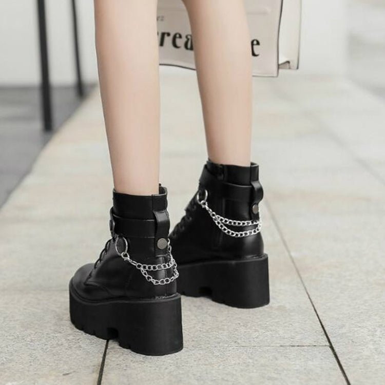 Platform - Soled Martin Boots Side Zipper Handsome Ankle Boots, Shoe Size:36(Black) - Mega Discount Store LebanonLebanon