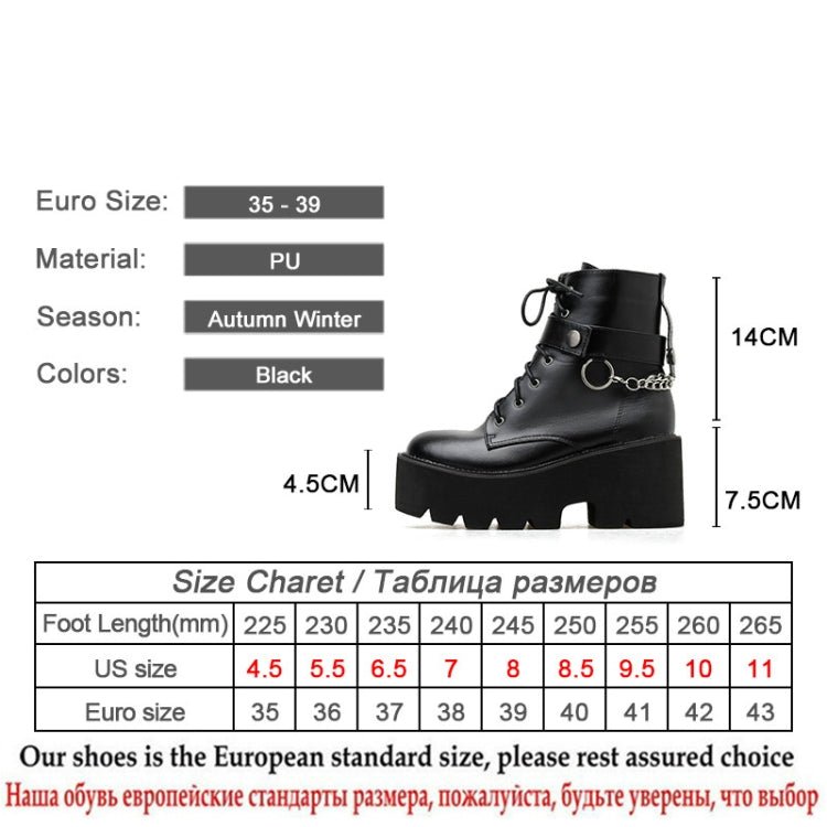 Platform - Soled Martin Boots Side Zipper Handsome Ankle Boots, Shoe Size:38(Black) - Mega Discount Store LebanonLebanon