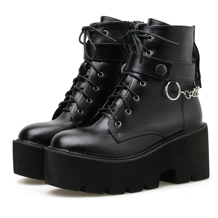 Platform - Soled Martin Boots Side Zipper Handsome Ankle Boots, Shoe Size:38(Black) - Mega Discount Store LebanonLebanon