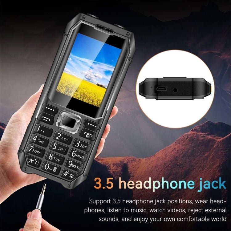 Q6000 Elder Keypad Phone, 2.4 inch, 6800mAh, Dual Flashlights, 21 Keys, SOS, FM, Dual SIM, GSM, Plug:US Plug(Black) - Mega Discount Store LebanonLebanon