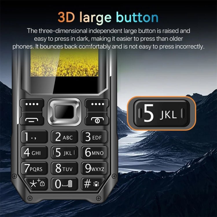 Q6000 Elder Keypad Phone, 2.4 inch, 6800mAh, Dual Flashlights, 21 Keys, SOS, FM, Dual SIM, GSM, Plug:US Plug(Black) - Mega Discount Store LebanonLebanon