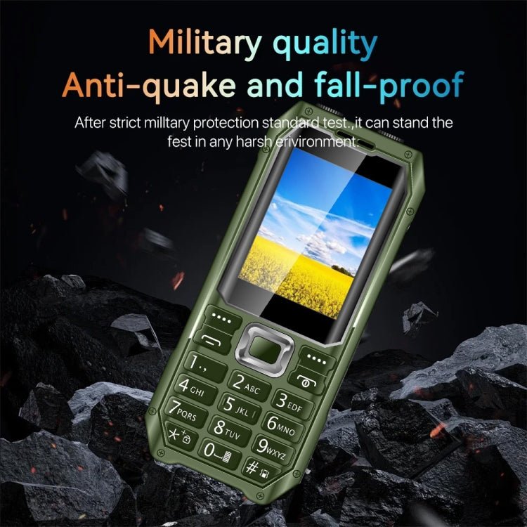 Q6000 Elder Keypad Phone, 2.4 inch, 6800mAh, Dual Flashlights, 21 Keys, SOS, FM, Dual SIM, GSM, Plug:US Plug(Green) - Mega Discount Store LebanonLebanon