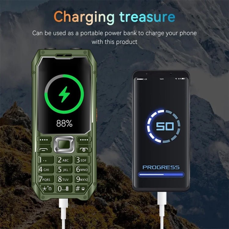 Q6000 Elder Keypad Phone, 2.4 inch, 6800mAh, Dual Flashlights, 21 Keys, SOS, FM, Dual SIM, GSM, Plug:US Plug(Green) - Mega Discount Store LebanonLebanon