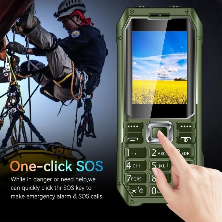 Q6000 Elder Keypad Phone, 2.4 inch, 6800mAh, Dual Flashlights, 21 Keys, SOS, FM, Dual SIM, GSM, Plug:US Plug(Green) - Mega Discount Store LebanonLebanon