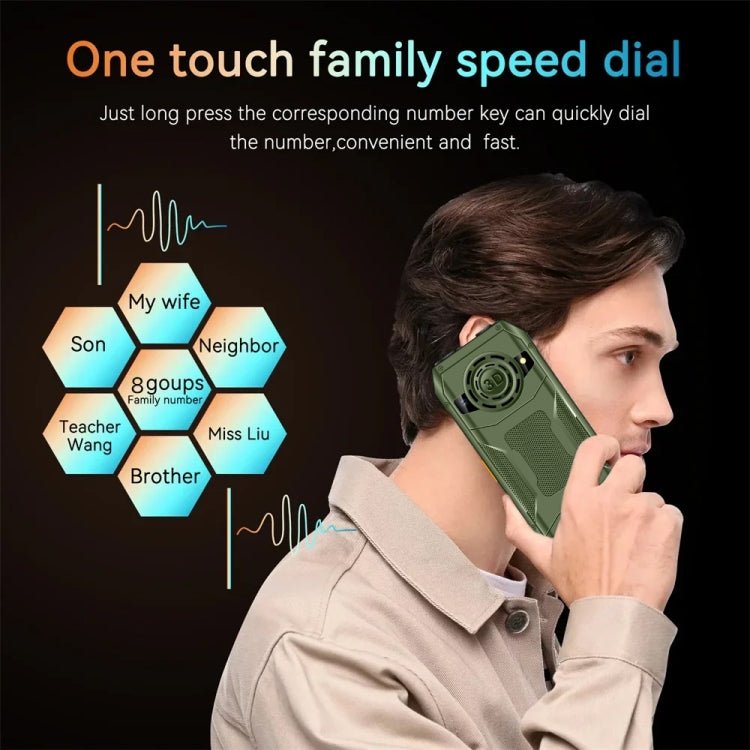 Q6000 Elder Keypad Phone, 2.4 inch, 6800mAh, Dual Flashlights, 21 Keys, SOS, FM, Dual SIM, GSM, Plug:US Plug(Green) - Mega Discount Store LebanonLebanon