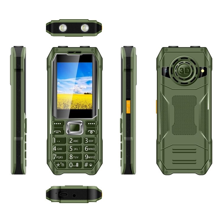 Q6000 Elder Keypad Phone, 2.4 inch, 6800mAh, Dual Flashlights, 21 Keys, SOS, FM, Dual SIM, GSM, Plug:US Plug(Green) - Mega Discount Store LebanonLebanon