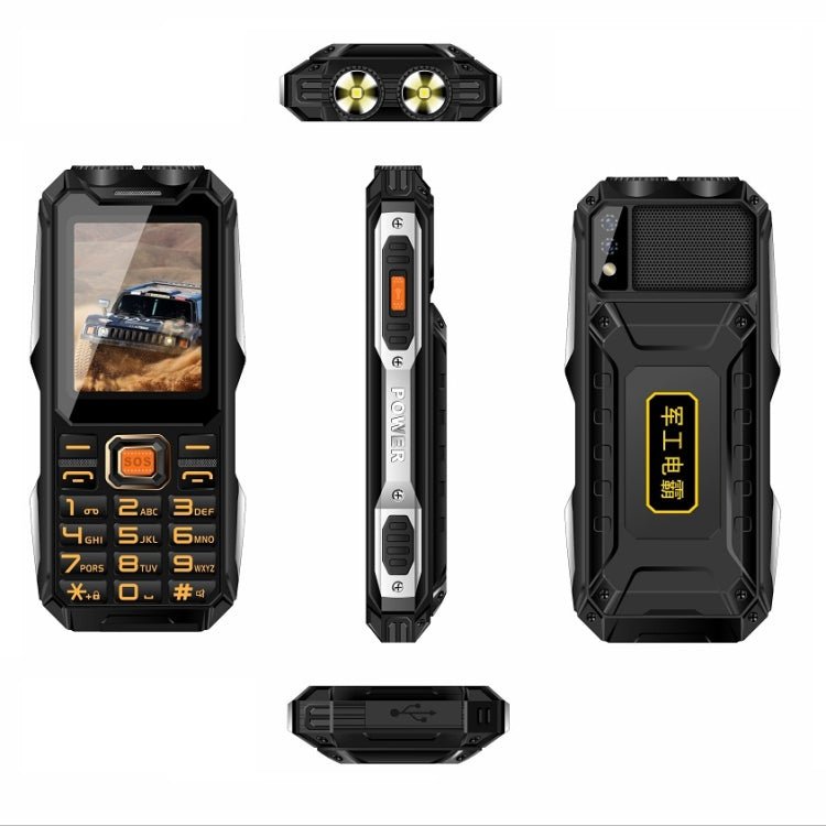 Q8 Triple Proofing Elder Phone, Waterproof Shockproof Dustproof, 16800mAh Battery, 2.4 inch, 21 Keys, Bluetooth, LED Flashlight, FM, SOS, Dual SIM, Network: 2G (Black) - Mega Discount Store LebanonLebanon