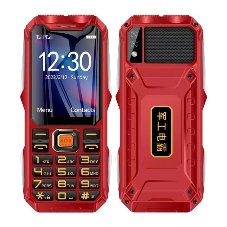 Q8 Triple Proofing Elder Phone, Waterproof Shockproof Dustproof, 16800mAh Battery, 2.4 inch, 21 Keys, Bluetooth, LED Flashlight, FM, SOS, Dual SIM, Network: 2G (Red) - Mega Discount Store LebanonLebanon