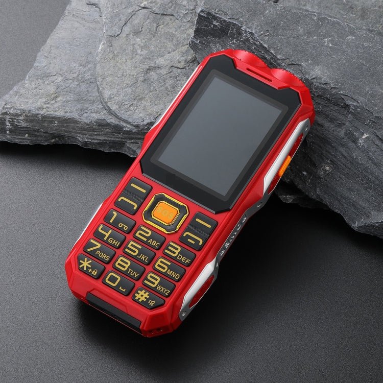 Q8 Triple Proofing Elder Phone, Waterproof Shockproof Dustproof, 16800mAh Battery, 2.4 inch, 21 Keys, Bluetooth, LED Flashlight, FM, SOS, Dual SIM, Network: 2G (Red) - Mega Discount Store LebanonLebanon