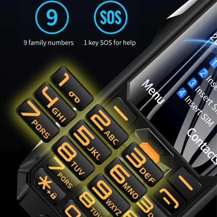 Q9 - 1 4G Elder Keypad Rugged Phone, 3.5 inch, 4500mAh, 21 Keys, SOS, FM, Network: 4G, Dual SIM(Black) - Mega Discount Store LebanonLebanon