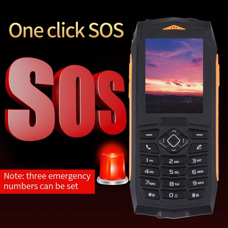 Rugtel R1C Rugged Phone, IP68 Waterproof Dustproof Shockproof, 2.4 inch, MTK6261D, 2000mAh Battery, SOS, FM, Dual SIM(Orange) - Mega Discount Store LebanonLebanon