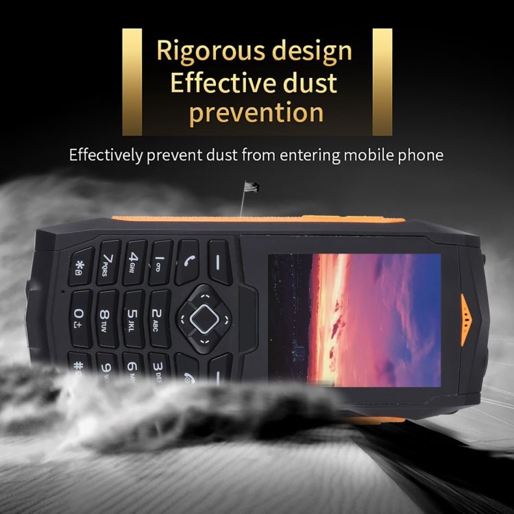Rugtel R1C Rugged Phone, IP68 Waterproof Dustproof Shockproof, 2.4 inch, MTK6261D, 2000mAh Battery, SOS, FM, Dual SIM(Orange) - Mega Discount Store LebanonLebanon