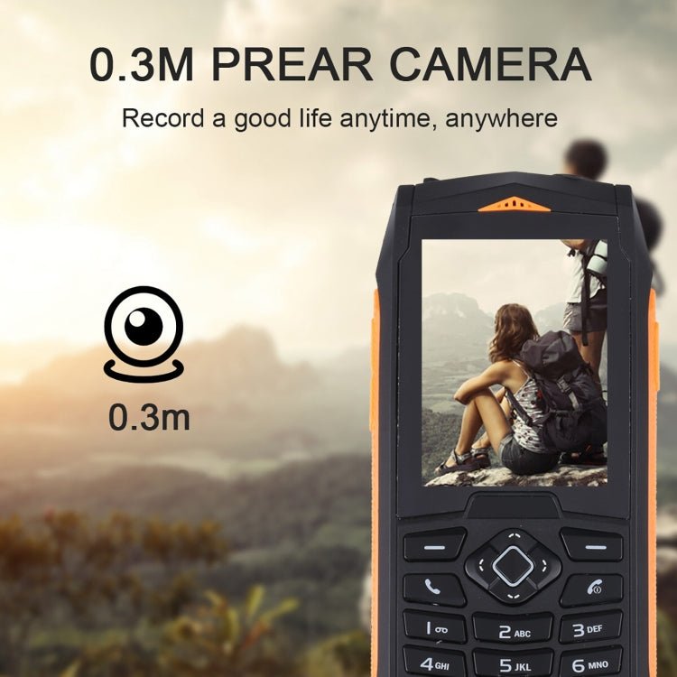 Rugtel R1C Rugged Phone, IP68 Waterproof Dustproof Shockproof, 2.4 inch, MTK6261D, 2000mAh Battery, SOS, FM, Dual SIM(Orange) - Mega Discount Store LebanonLebanon