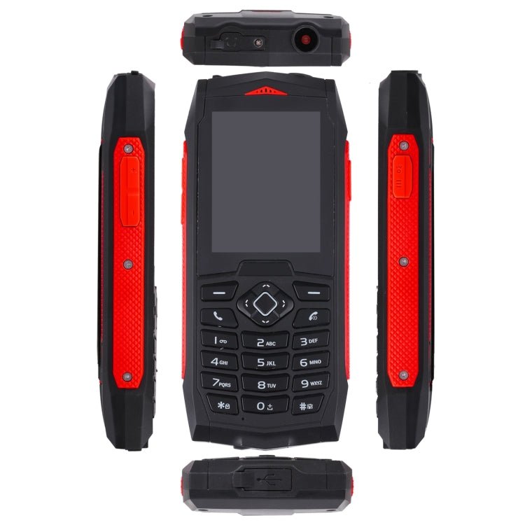 Rugtel R1C Rugged Phone, IP68 Waterproof Dustproof Shockproof, 2.4 inch, MTK6261D, 2000mAh Battery, SOS, FM, Dual SIM(Red) - Mega Discount Store LebanonLebanon