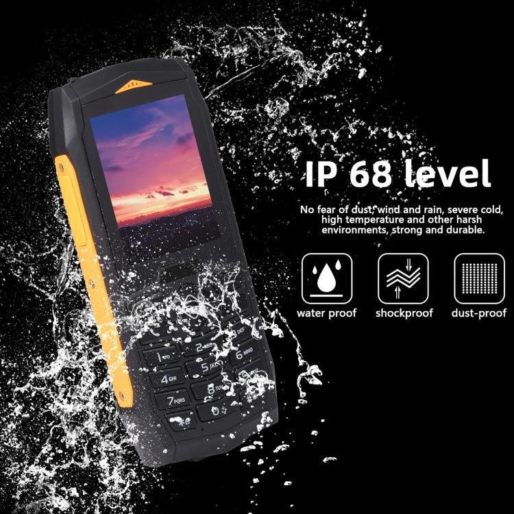 Rugtel R1C Rugged Phone, IP68 Waterproof Dustproof Shockproof, 2.4 inch, MTK6261D, 2000mAh Battery, SOS, FM, Dual SIM(Yellow) - Mega Discount Store LebanonLebanon