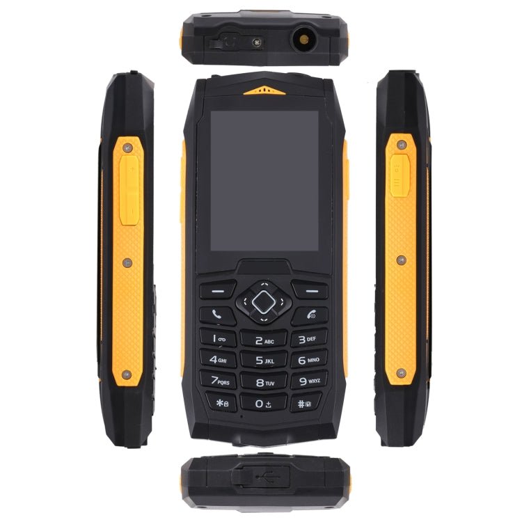 Rugtel R1C Rugged Phone, IP68 Waterproof Dustproof Shockproof, 2.4 inch, MTK6261D, 2000mAh Battery, SOS, FM, Dual SIM(Yellow) - Mega Discount Store LebanonLebanon