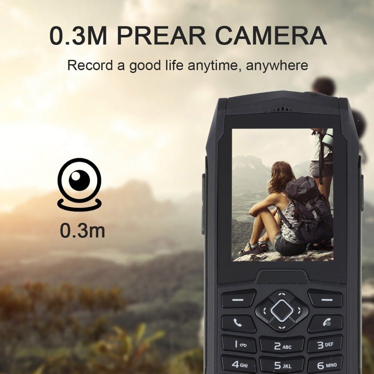 Rugtel R1D Rugged Phone, IP68 Waterproof Dustproof Shockproof, 2.4 inch, MTK6261D, 2000mAh Battery, Loud Box Speaker, FM, Network: 2G, Dual SIM (Black) - Mega Discount Store LebanonLebanon