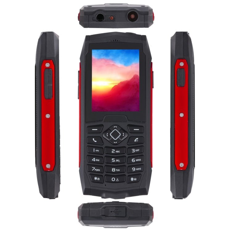 Rugtel R1D Rugged Phone, IP68 Waterproof Dustproof Shockproof, 2.4 inch, MTK6261D, 2000mAh Battery, Loud Box Speaker, FM, Network: 2G, Dual SIM (Red) - Mega Discount Store LebanonLebanon