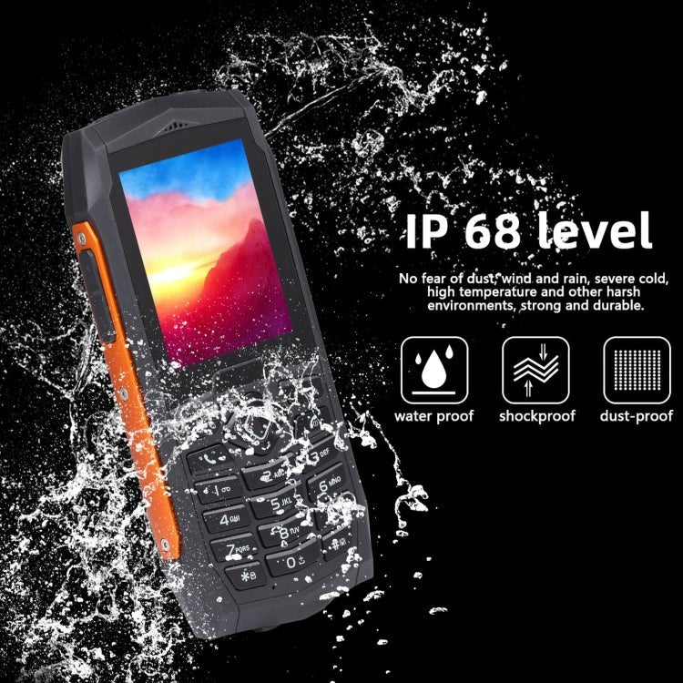 Rugtel R1D Rugged Phone, IP68 Waterproof Dustproof Shockproof, 2.4 inch, MTK6261D, 2000mAh Battery, Loud Box Speaker, FM, Network: 2G, Dual SIM(Orange) - Mega Discount Store LebanonLebanon
