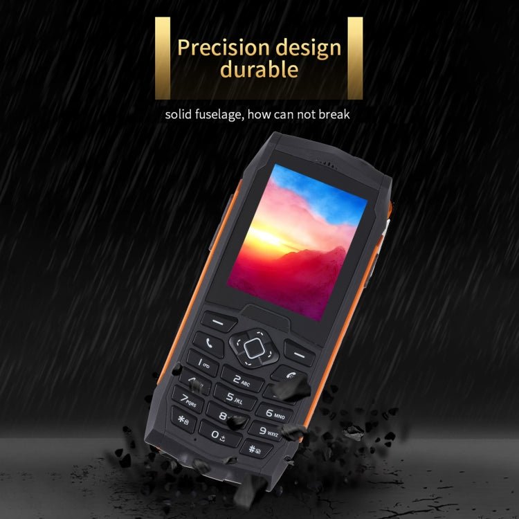 Rugtel R1D Rugged Phone, IP68 Waterproof Dustproof Shockproof, 2.4 inch, MTK6261D, 2000mAh Battery, Loud Box Speaker, FM, Network: 2G, Dual SIM(Orange) - Mega Discount Store LebanonLebanon