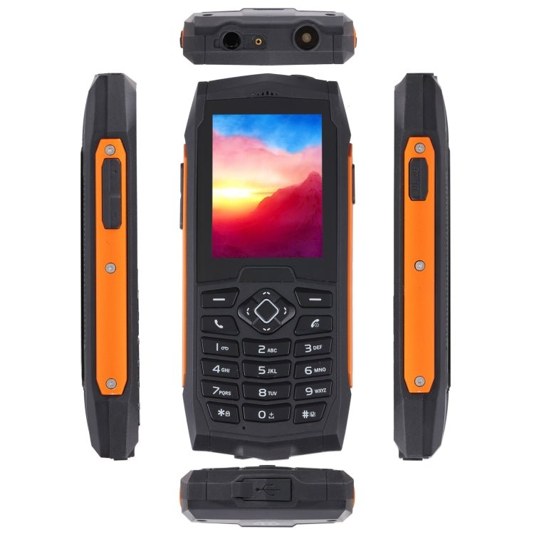 Rugtel R1D Rugged Phone, IP68 Waterproof Dustproof Shockproof, 2.4 inch, MTK6261D, 2000mAh Battery, Loud Box Speaker, FM, Network: 2G, Dual SIM(Orange) - Mega Discount Store LebanonLebanon
