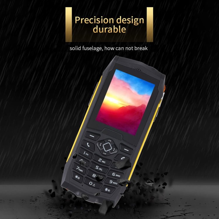 Rugtel R1D Rugged Phone, IP68 Waterproof Dustproof Shockproof, 2.4 inch, MTK6261D, 2000mAh Battery, Loud Box Speaker, FM, Network: 2G, Dual SIM(Yellow) - Mega Discount Store LebanonLebanon