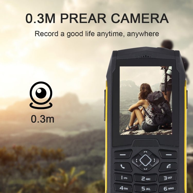 Rugtel R1D Rugged Phone, IP68 Waterproof Dustproof Shockproof, 2.4 inch, MTK6261D, 2000mAh Battery, Loud Box Speaker, FM, Network: 2G, Dual SIM(Yellow) - Mega Discount Store LebanonLebanon